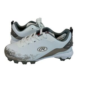 Rawlings Ripsaw Youth Baseball Cleats White Silver 7358YWHSL Size 12 US NEW